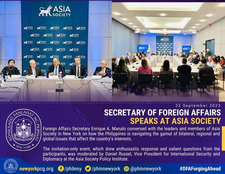 Secretary of Foreign Affairs Speaks at Asia Society